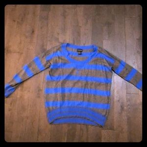 Central Park West Blue & Gray Striped sweater